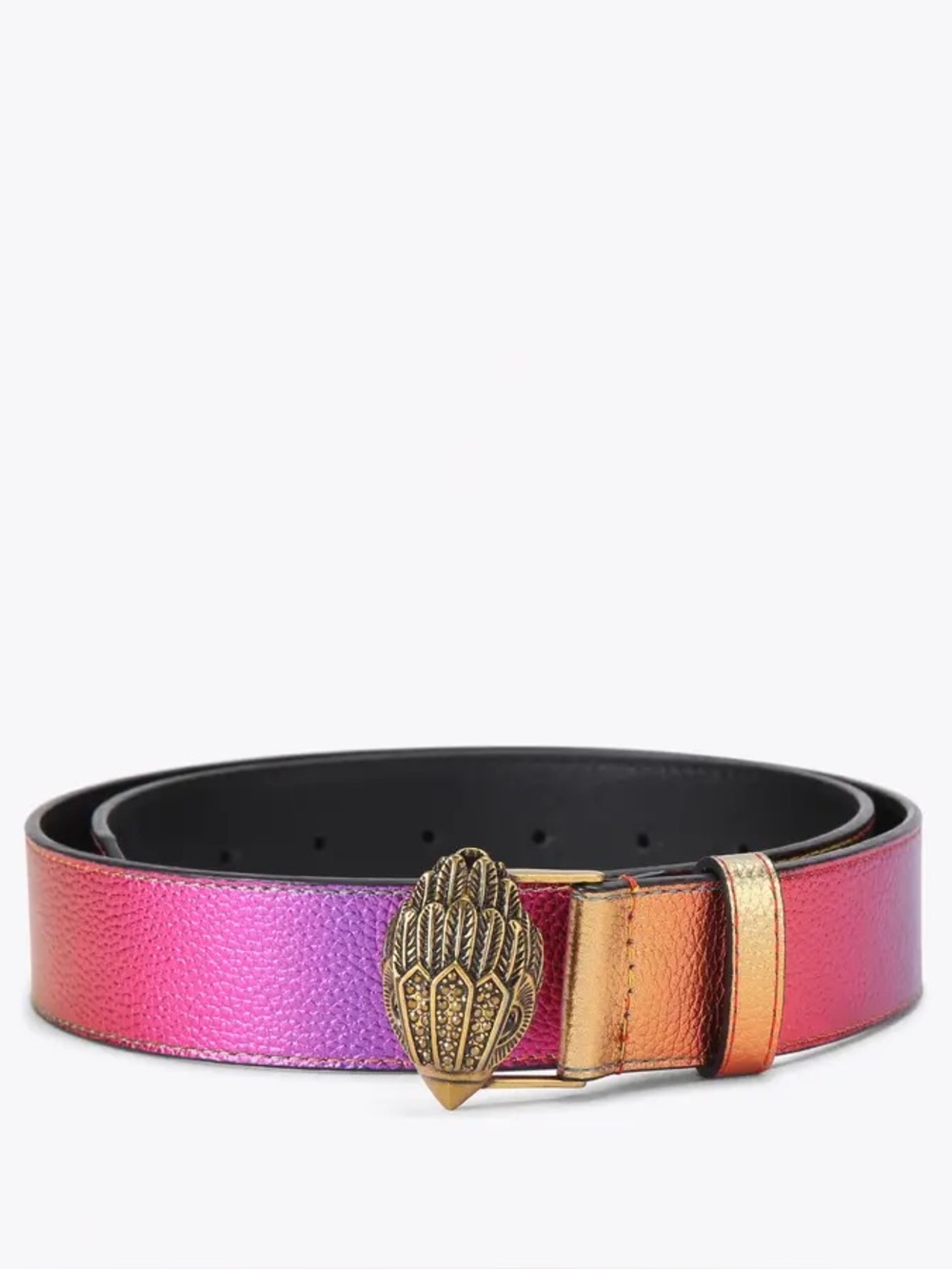 Kurt Geiger Kensington Belt Metallic Rainbow Ombré Leather Belt Eagle Head S/M